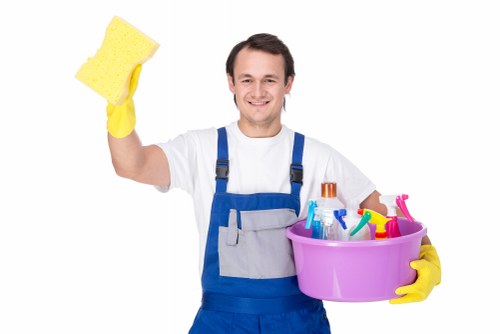 Professional carpet cleaning team focused on safety procedures